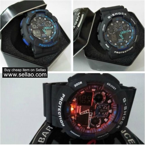 Original Casio Metal Box new  Mens/Womens Casio G Shock Ga100 Watch Dual Display LED Sports Watches