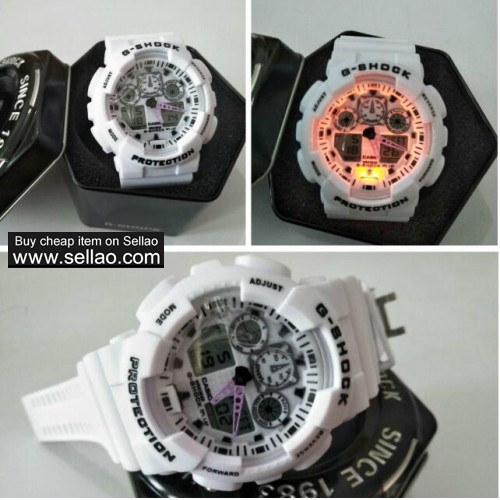 Box Label Casio Men Women G Shock Ga100 Sports Watches Casio LED Dual Display Watch Free Shipping
