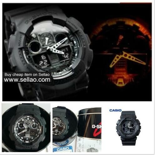Hot sale Metal Box+Brand Label Casio G Shock Ga100 Watch Sports Watches LED Dual Display Watch