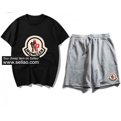 Luxury brand Moncler T Shirt +Shorts sport suit Men Clothing Men's short Tracksuits Homme Sportswear