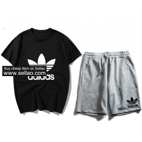 Summer brand ADIDAS Mens Clothing T Shirt +Shorts sport suit Men's Tracksuit man Sportswear Sets