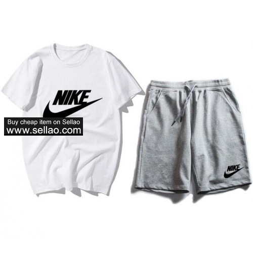 NIKE Mens Clothing T Shirt +Shorts Jogging sport suit Men Tracksuit Sportswear Sets Casual sweatsuit
