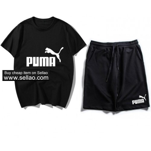 PUMA Sweat Suit T Shirt +Shorts Jogging suit Men Tracksuit Sportswear Sets Casual sweatsuit Clothing