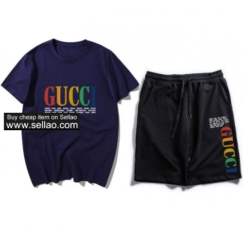 Newest GUCCl men T Shirt +Shorts Luxury brand Tracksuit Sportswear Mens Clothing sport Jogging suit