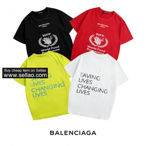 Balenciaga top quality Letter prints men Women T-shirt casual short-sleeved clothing Lovers tee tops