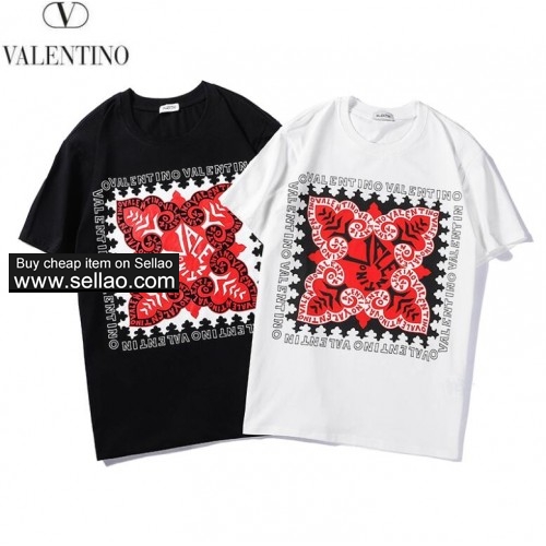 luxury brand Valentino top quality prints men Women T-shirts casual short-sleeved Lovers tee tops