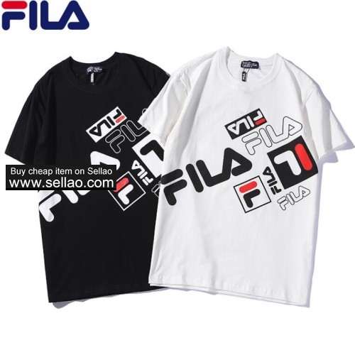 Popular brand Fila top quality prints mens T-shirts clothing Womens casual short-sleeved Lovers tee
