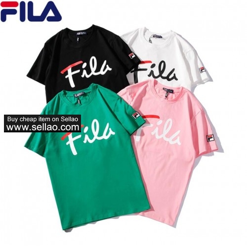 Fila brand Letter prints Womens T-shirts clothing Ladies casual Cotton short-sleeved Female tees top