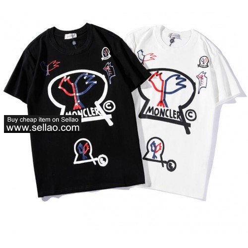 Newest brand Moncler 2019 summer luxury Letter prints men T-shirts tees fashion Cotton Female tops
