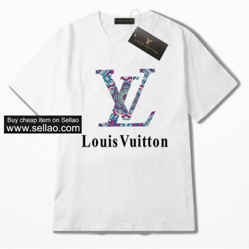 Newest summer brand Louis Vuitton white Letter embroidery men T-shirts fashion Cotton Women tees