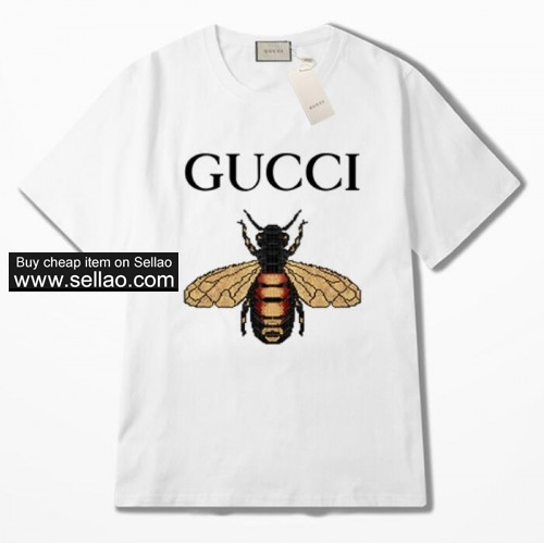 newest Gucci Little bee prints white men Women T-shirts top quality luxury casual  tees men clothing