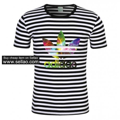 2019 ADIDAS stripe men clothing  women T-shirt Hip Hop short-sleeved tees casual sport T-shirts