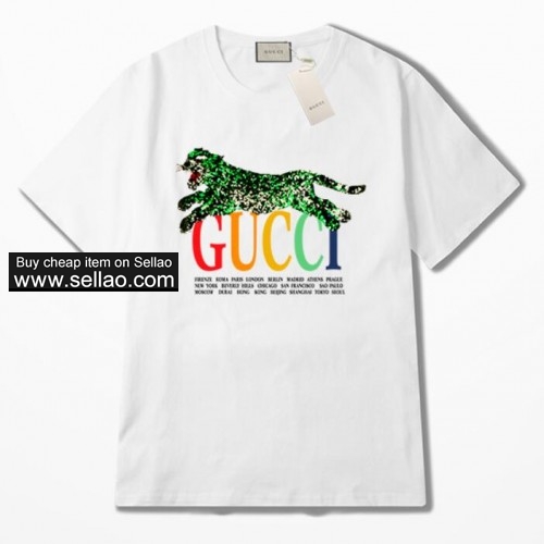 Gucci Tiger head prints men women T-shirts casual Cotton short-sleeved tops Skateboard tees T shirt