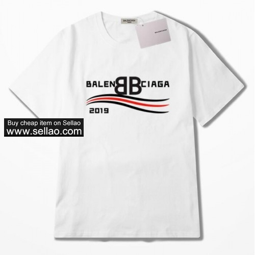 2019 Balenciaga Newest Letter prints men T-shirts fashion 100%Cotton Women tees white casual tops