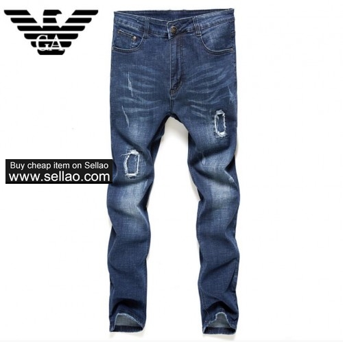 2019 Hot Sale New Men's  Armani Beggars hole straight jeans Men Brand  jeans Size 29-40