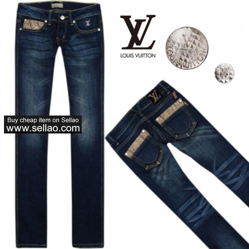 Louis Vuitton European American Street Trendy Slim Women's Low-waist Micro-elastic Small-feet Jeans