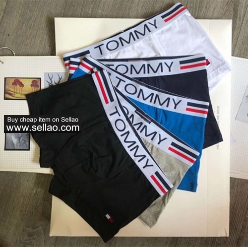 5pcs/lot 2019 New Tommy men's sexy underwear cotton Brand Men boxers shorts 5colors M-2XL