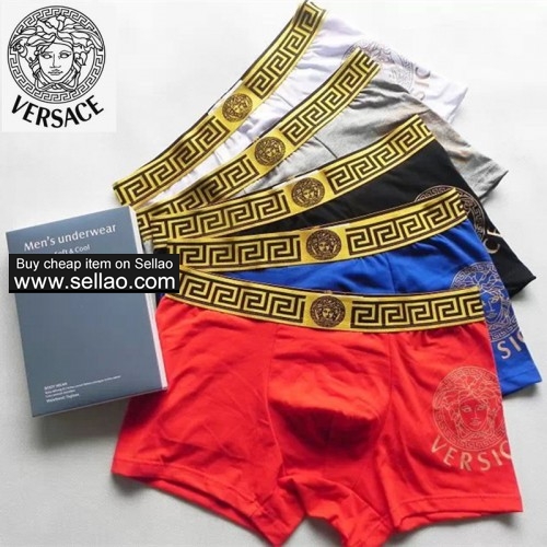 5Pcs/lot Versace Men's Underwear Sexy Cotton Men Boxers Brand Boxers Logo Underwear 5 colors