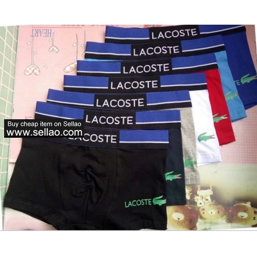 Wholesale Men's LACOSTE Sexy underwear cotton Brand Men boxers shorts 6 pcs/lot 6 colors M-2XL