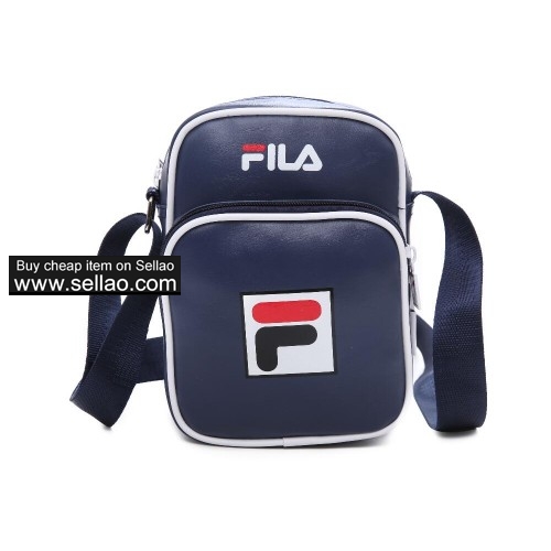 FILA Solid color zipper PU fashion shoulder bag Messenger bag