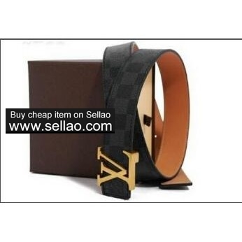 NEW LOUIS VUITTON SUPREME black Classic leather belts for men women