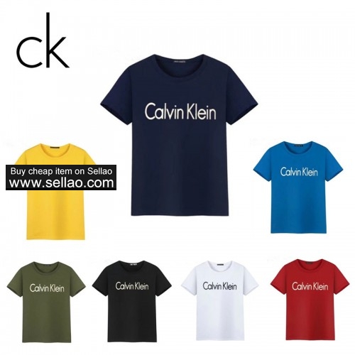 2019 new brand Calvin Klein summer men's cotton T-shirt short  women's sleeve T-shirts Size:S-4XL