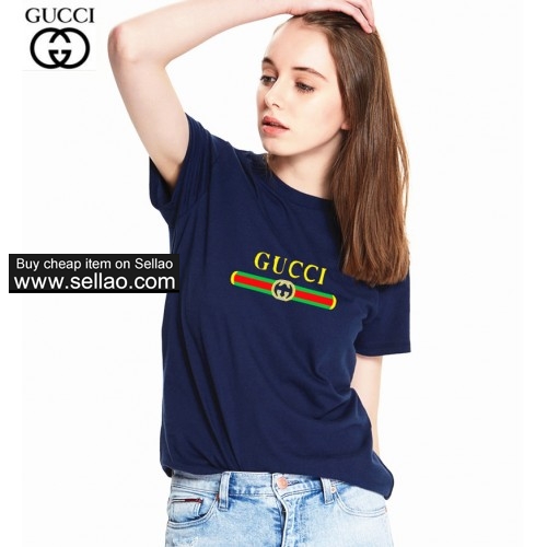 Brand Women And Men top-quality T-shirt 100% Cotton Gucci Couple short sleeve T-shirt