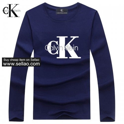 Calvin Klein men's top-quality Brand T-shirt 100% Cotton Men long sleeves t-shirts CK Polo