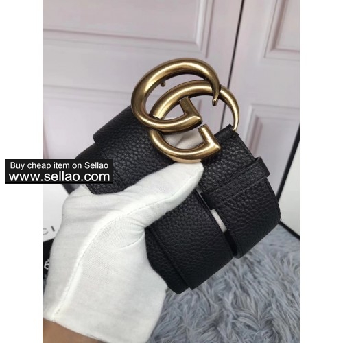 Gucci Gold buckle leather belt