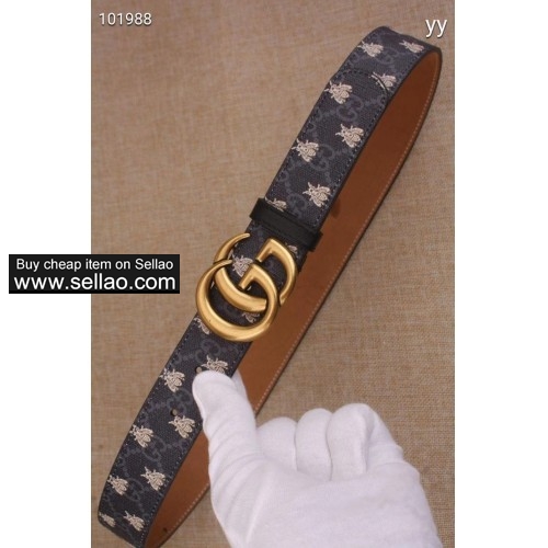 Gucci Gold double G buckle belts with bee