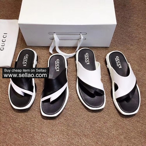 GUCCI 2019 new men's leather flip flop sandals Beach shoes G5