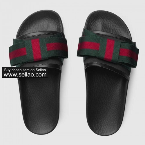 FACTORY DIRECT MEN WOMEN LEATHER Satin slide with Web bow