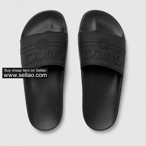 FREE SHIPPING MEN WOMEN Gucci logo rubber slide sandal