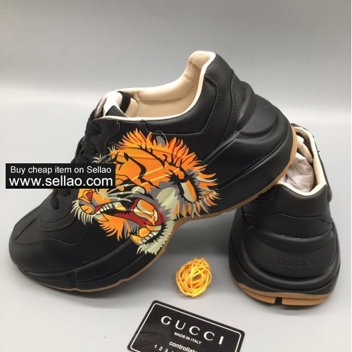 TOP 1:1 Gucci Rhyton Vintage LEATHER TRAINERS WOEMNS MENS SHOES 35-44 SNEAKERS