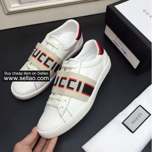 Gucci ACE Embroidered LEATHER Sneaker GG WOMENS MENS SHOES 35-45 TRAINERS