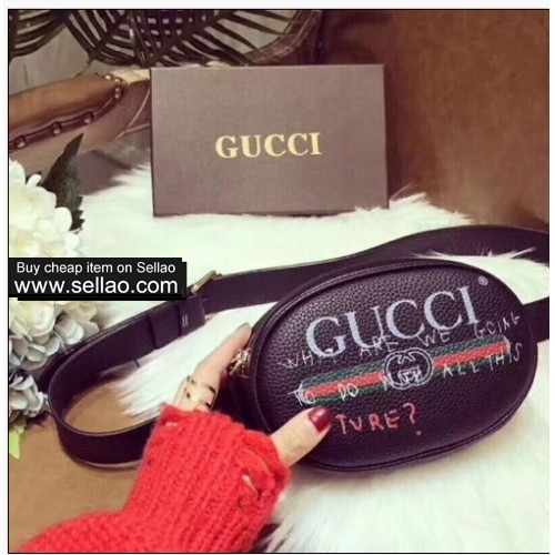Gucci leather New Graffiti Print Small Waist Bag Shoulder Bag