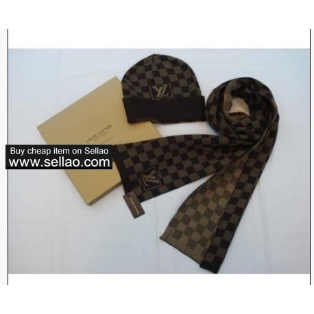 NEW Louis Vuitton Damier Monogram Scarf and Hat LV
