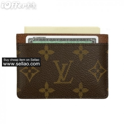 selling Louis vuitton Leather Black Cowhide Credit Card Wallet Purse Bag lv