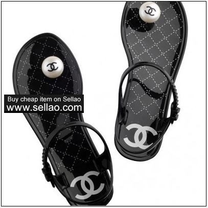 women chanel button Crystal jelly sandals shoes