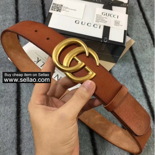 Gucci Gold double G buckle brown leather belt