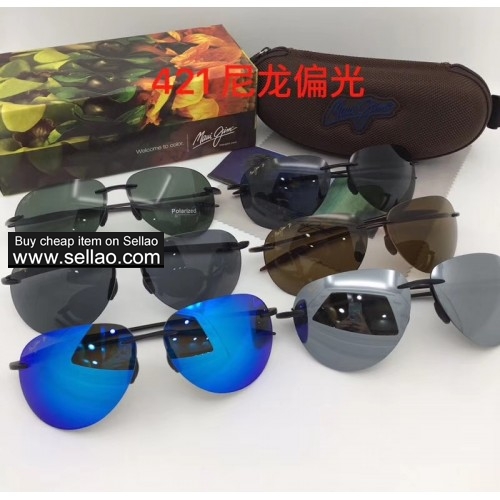 NEW Maui Jim 421 Sunglasses Sugar Beach Gloss Black / Grey Polarized Lenses