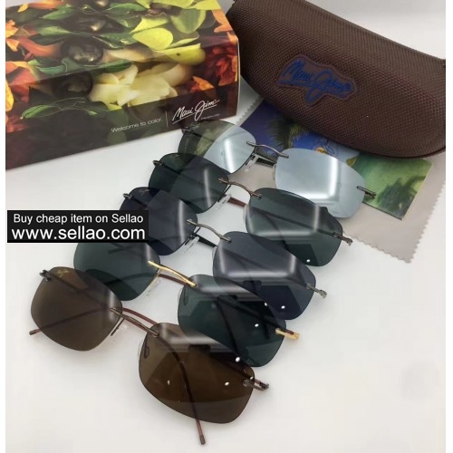 Maui Jim MYNA H718 Rimless Brown Sunglasses Polarized HCL Bronze Lens 100 UV