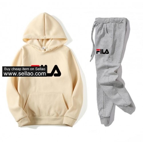 FILA unisex Casual jogging Suits Hoodies +Pants 2pcs Suit Hip Hop Sets sweatsuit fashion Tracksuit