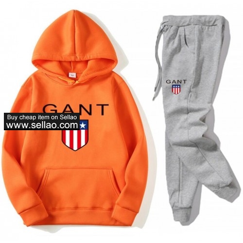 GANT Luxury brand Casual sweatsuit unisex Hoodie +Pants Suits fashion jogging Sport Suit Tracksuit