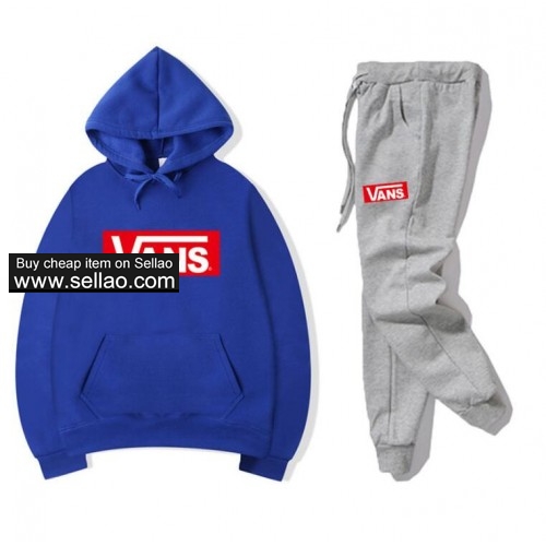 VANS Suit brand Hip Hop Casual sweatsuit MEN WOMEN Hoodie +Pants Suits fashion jogging Sport Suit