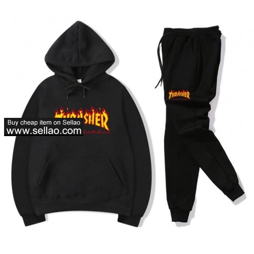 Thrasher Luxury Brand sweatsuits Letter printing Sportsuit street Casual Hip Hop Sets Hoodies +Pants