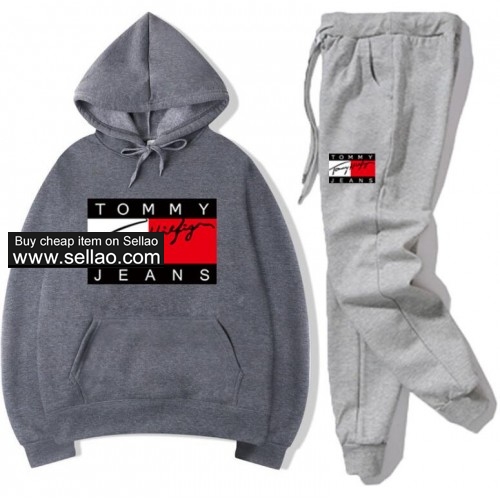 Tommy Luxury brand sweatsuits hoodies+pants jogger Sportsuit Hip Hop Sport Tracksuit Sweat Suits