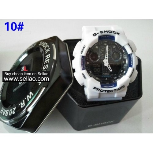 Luxury Brand Metal Box+Brand Label Casio G Shock Ga100 Watch Sport Watches LED Dual Display Watch