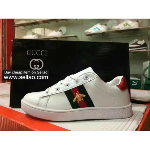 GUCCI Little Bee Men Women Sneakers Loafers Fashion Embroidery Low Cut White Casual Flat Shoes 36