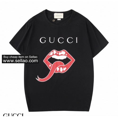Luxury GUCCI Summer Mens Designer Brand T Shirts Fashion Shirts Letter Print Sexy lips  tee